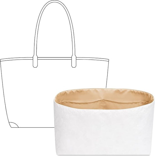 Tote Bag Organizer Insert for Artois MM Tote Handbags, Custom Fit Inside Premium Vanile Lightweight WaterResistant Purse Insert with Cup Holder Accessories by FANJIProject