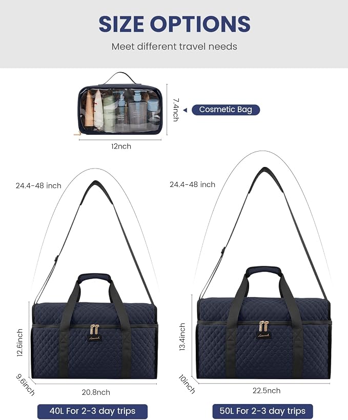LOVEVOOK Travel Duffle Bag - Weekender & Overnight Bag with Toiletry & Wet Pocket, Carry-On Size, 3pc Set - Image 4