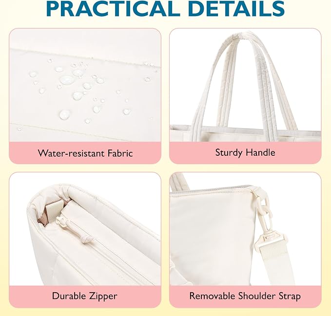 mommore Diaper Bag Tote with Stroller Organizer Puffer Bag Large Capacity Baby Bag with Changing Pad for Travel, Hospital - Image 6