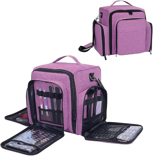 Nail Polish Organizer Case Hold 60 Bottle with 2 Detachable Bag,Purple | Portable Travel Storage Box Designed for Women's Nail Tools, Essential Oils and Cosmetics Sets by UOZL