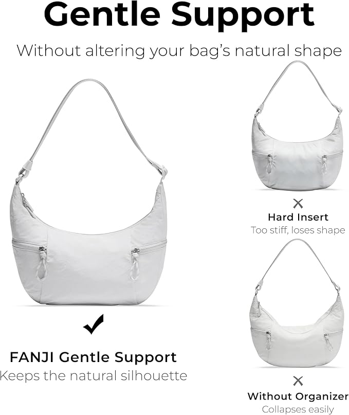 Purse Organizer Insert for Moon-Shaped Handbags (Medium) — Compatible with M Slouchy 6L | Lightweight Slim Curved Bottom Liner ——Size 05 (11.4" L x 5.1" H x 4.1" D) - Image 7