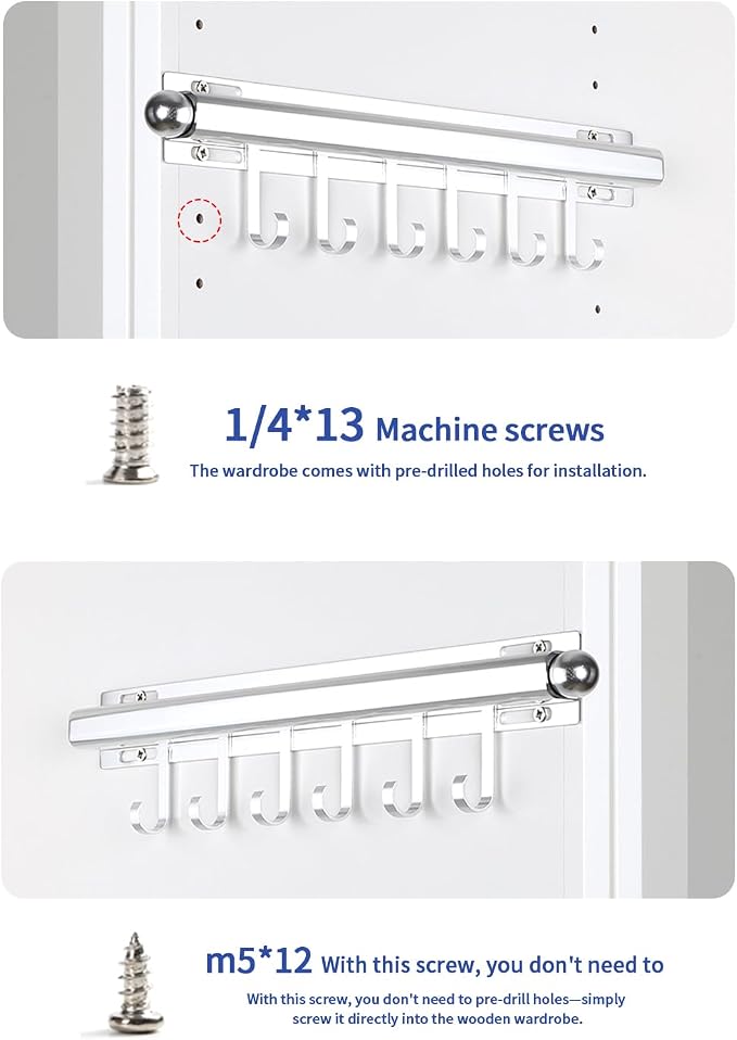 BaiNong Valet Rod for Closets Pull Out 16.5" Silver with 6 Hooks (2Pack) | Closet Valet Rod Slide Out for Closets, Laundry Rooms, RVs Space-Saving - Image 9