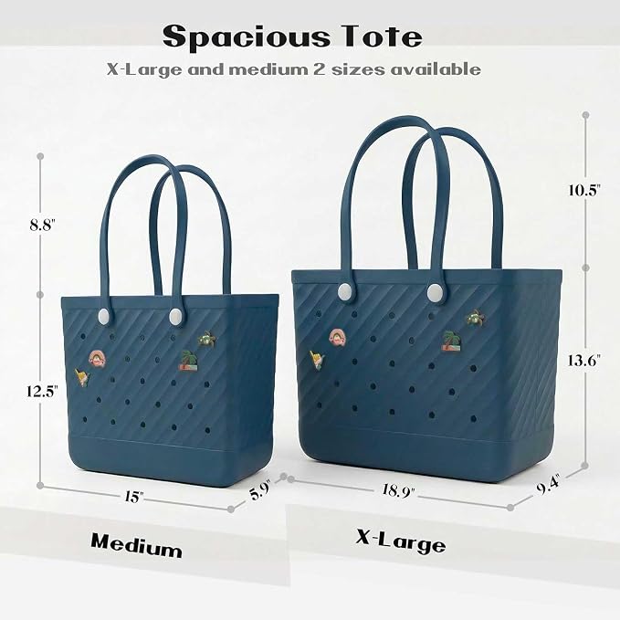 Rubber Tote Bag Extra Large & Medium, Waterproof Beach Bag for Women Men, Pool Travel Swim Silicone Tote - Image 5