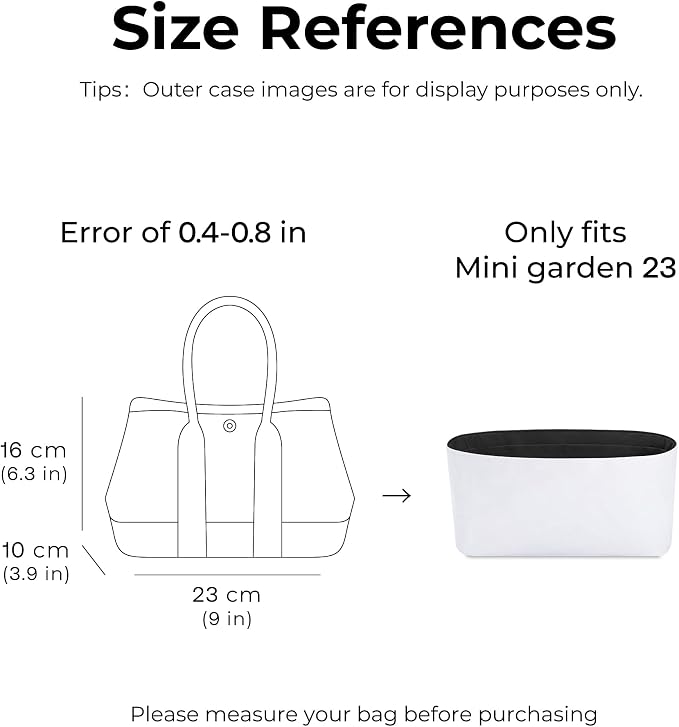 Purse Organizer Insert for HERMES Mini Garden 23 Handbag,Custom Fit Inside Premium Black Lightweight WaterResistant Tote Bag Insert Accessories - Image 2