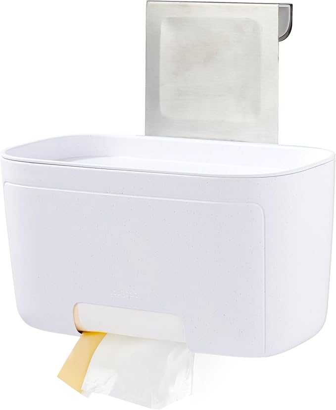 YouCopia DoorStash Garbage Bag Dispenser, Hanging Kitchen Cabinet Door Trash Bag Organizer with Removable Lid for Storage, Speckled White by YouCopia