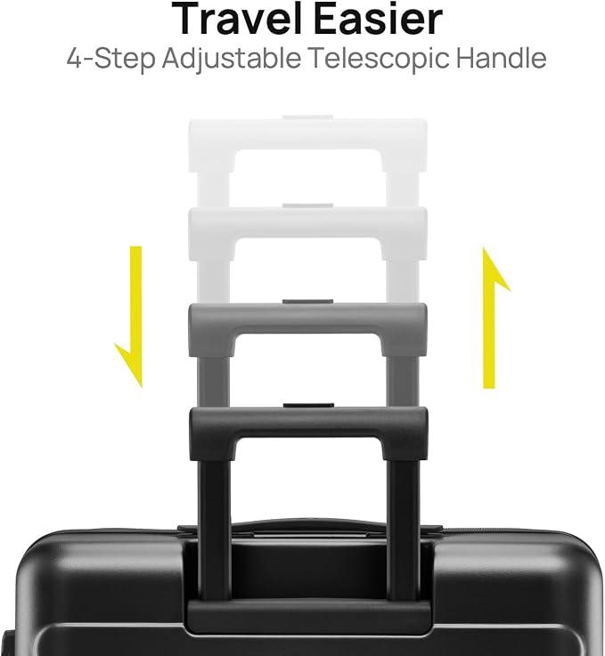 NINETYGO Luggage Sets 2 Piece, Carry On Luggage Airline Approved, Large Checked Luggage with Spinner Wheels, Lightweight, Hard Shell PC Suitcase Sets, TSA Approved, 20in/28in (Black, Rhine Basic) - Image 7