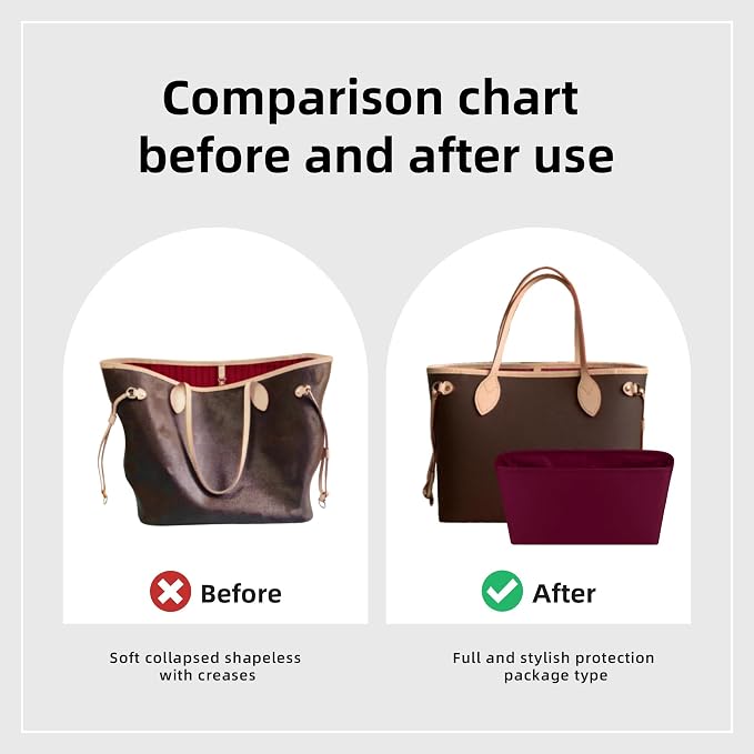 DGAZ Purse Organizer Insert Fits Neverfullbag Mini/PM/MM/GM，Silk Bag Organizer，Luxury Handbag & Tote Shaper（PM, Rouge H） - Image 4