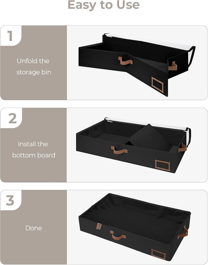 StorageWorks Extra Large Under Bed Storage Containers with Handles and Label Holder, 2 Pack Ultra-thick Fabric Underbed Bins, Closet Organizer for Clothes, Blankets, Sweater - Image 8