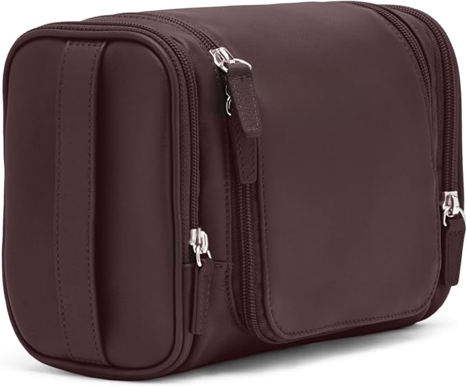 Leatherology Brown Small Hanging Toiletry Kit – Compact Leather Travel Organizer with Interior Zip Pockets, Mesh Pouches & Hanger | Full-Grain Leather Toiletry Bag for Men & Women - Image 2