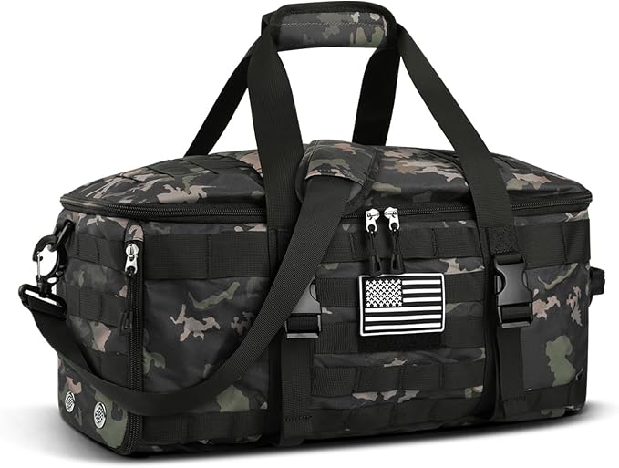 Gym Bags for Men, Tactical Duffle Bag Backpack with Shoe Compartment, 3 in 1 Carry on Bag Travel Backpack with Wet Pocket, Weekender Overnight Range Bag for Workout Football Gym, Camouflage by ETRONIK