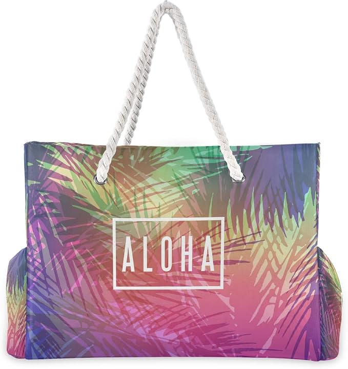 senya Large Beach Shoulder Bags Canvas Tote Water Resistant for Gym Travel Daily - Image 4