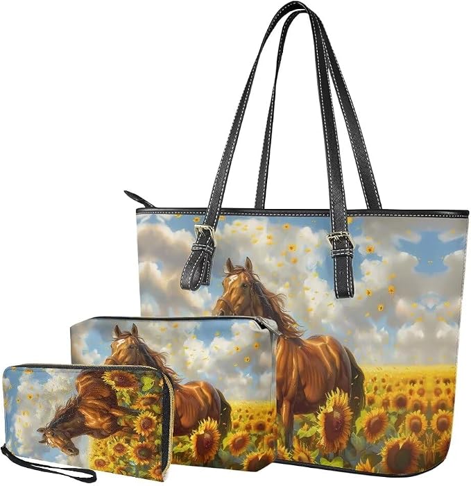 Women Purse Handbags Wallet Sets Leather Shoulder Tote Bag for Women,Top Handle Purse with Wrist Wallet Bag - Image 5