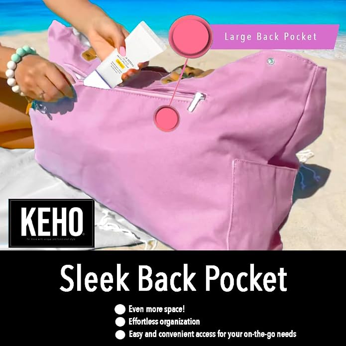 Keho Waterproof Beach Bag with Pockets For Women (Sandproof) - Image 9