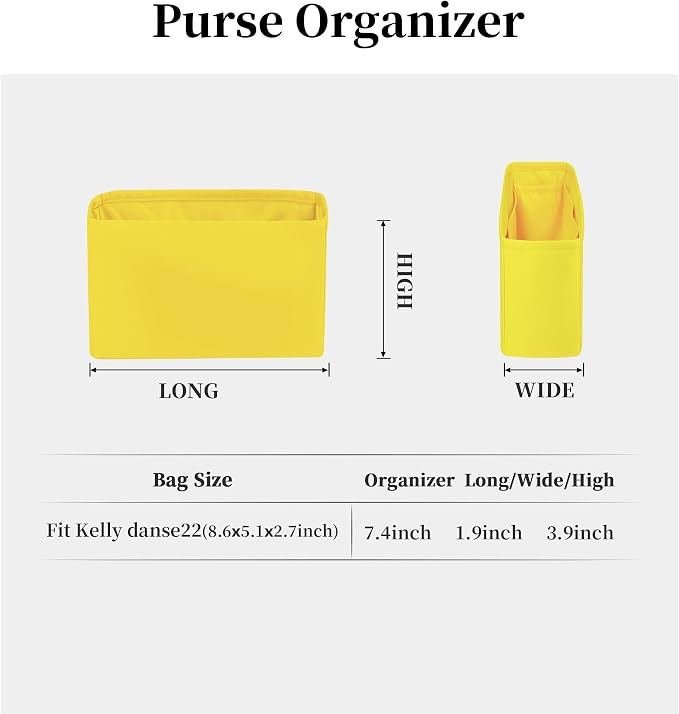 Women's Purse Organizer Insert - Satin & Lightweight Fabric with Inside Pockets, Portable for Commute, Travel, Shopping, and Evening, Multicolor Options, Fits for Kelly Danse(Lime,Danse 22) - Image 5