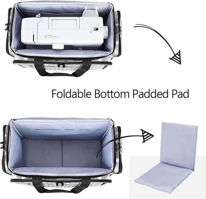 LUXJA Sewing Machine Case with Removable Padding Pad, Gray Dots | Travel Case for Most Standard Sewing Machines & Accessories, Bag Only - Image 2