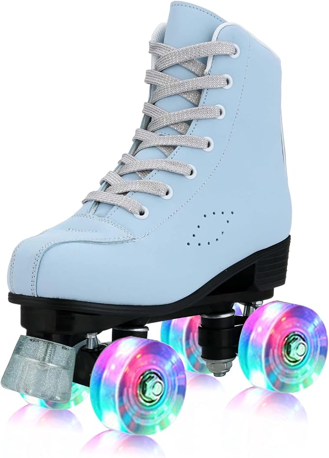 YYW Roller Skates for Women Men, High Top PU Leather Classic Double-Row, Indoor Outdoor, Beginner Shoes Bag by YYW