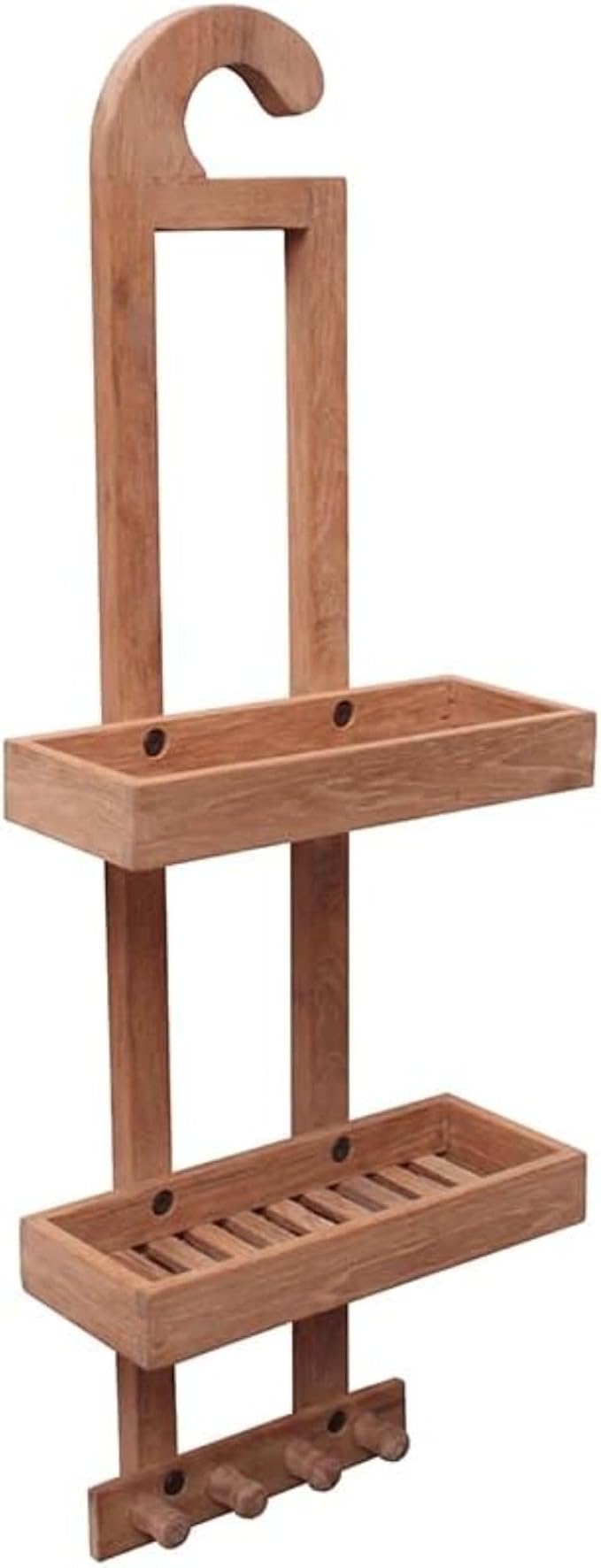 NORDIC STYLE TEAK Wood Natural Hanging Shower Caddy with Storage Shelves, Water Resistant, Easy to Place, Select-Grade Solid Teak Wood, Shower Accessory (Natural Langr) - Image 9