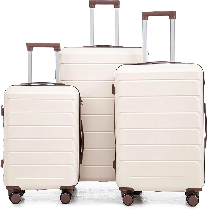 3 Pcs ABS Hardside Luggage Set Spinner Wheel Suitcase by Merax