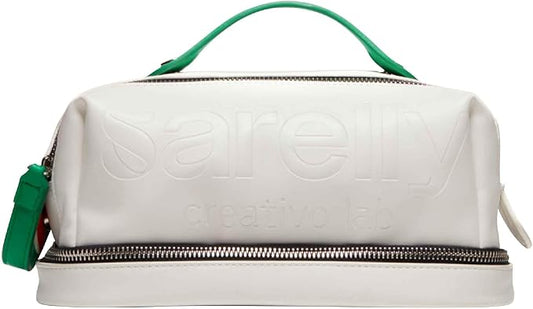 SARELLY | Vegan Leather Makeup Bag | Perfect for Makeup Brushes | Multi-compartments | White by SARELLYCreativoLab