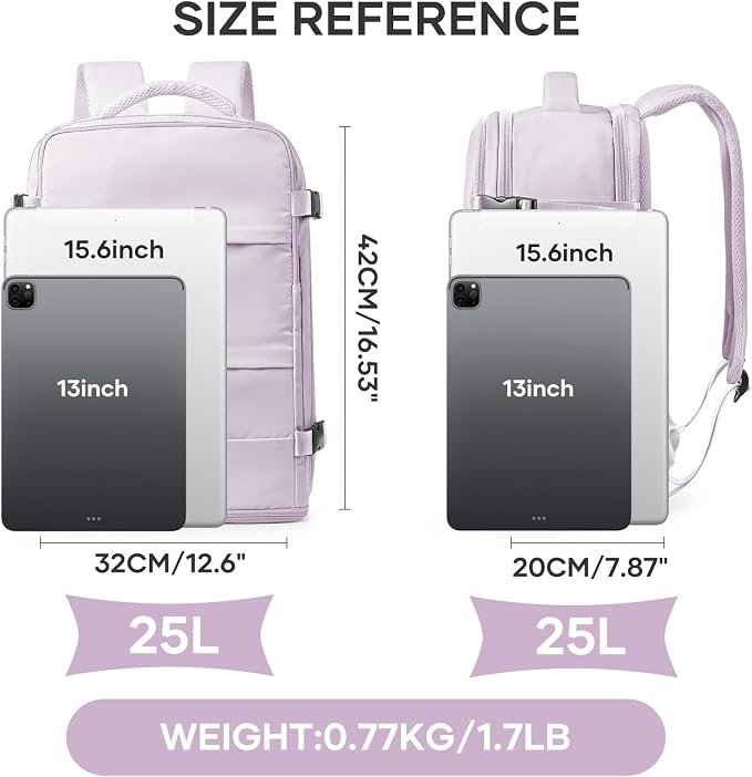 coowoz Large Travel Backpack For Women Men,Carry On Backpack,Hiking Backpack Waterproof Outdoor Sports Rucksack Casual Daypack Travel Essentials(Purple) - Image 3