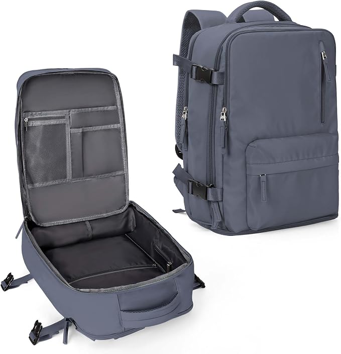 WONHOX Travel Backpack Women, Carry On Backpack for Men, Hiking Laptop Backpack Waterproof Outdoor Sports Rucksack Casual Daypack, Grey Blue by WONHOX