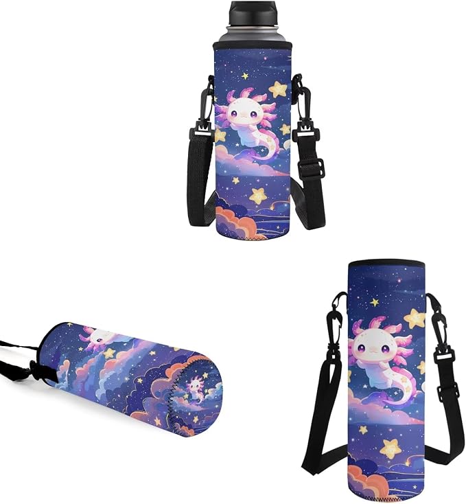 4 Pack Backpack for Boys Girls with Reusable Lunch Bag Pencil Bag Water Bottle Sling for School, Galaxy Axolotl School Bag Bookbag Rucksack Primary Middle Knapsack Set - Image 5