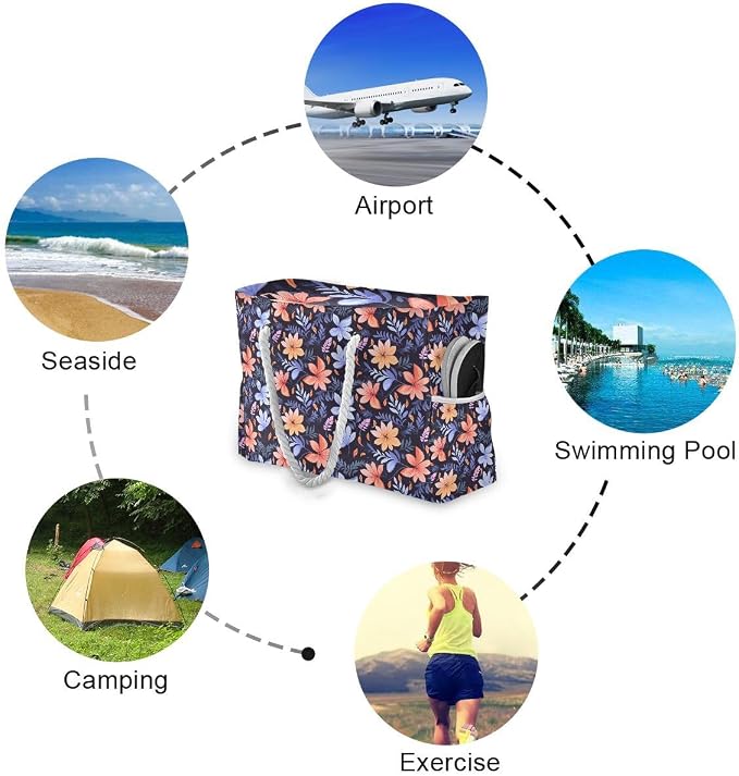 senya Large Beach Shoulder Bags Canvas Tote Water Resistant for Gym Travel Daily - Image 5