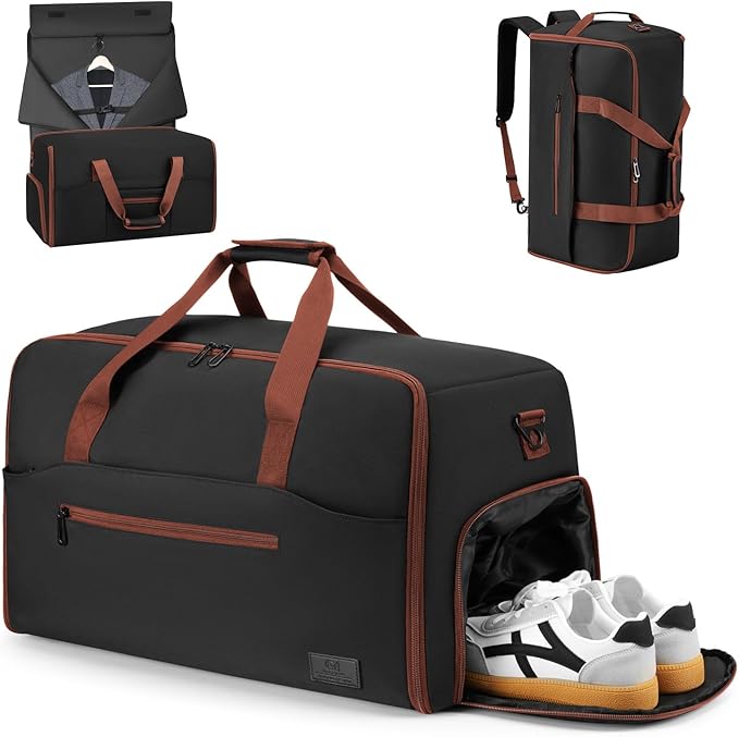 Convertible Garment Bags for Travel, 47L Garment Duffle bag for Hanging Clothes, 3 in 1 Suit Travel Bag for Business Trips with Shoulder Strap, Carry On Suit Luggage for Men,Blackbrown by RJEUBACKPACK