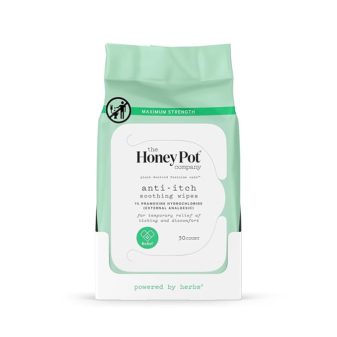 The Honey Pot Company - Anti-Itch Soothing Feminine Wipes - At Home or On the Go Medicated for Temporary Relief of Itching and Discomfort - Maximum Strength - 30 ct.