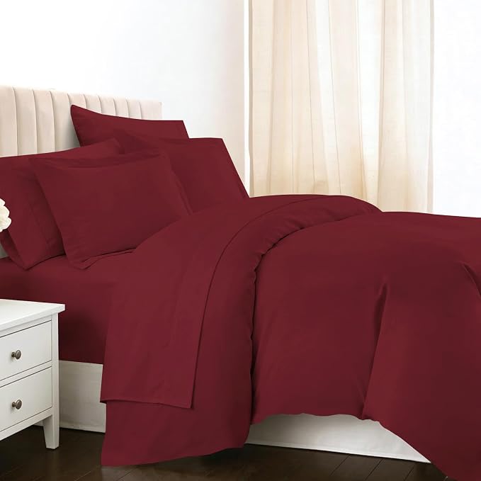 Pizuna Pure 100% Long-Staple Cotton Duvet Cover + Sheet Set Queen, Luxurious 400 Thread Count Long Staple Cotton, Soft Sateen Weave Bedding Set (Rio Red) by Pizuna