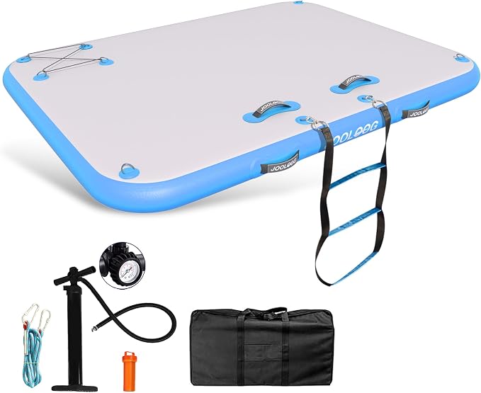 Inflatable Floating Dock Mat,6 inches Thick Inflatable Stable Platform Raft with Storage Bag None-Slip Surface for Lake Beach Pool by JOOLOOG