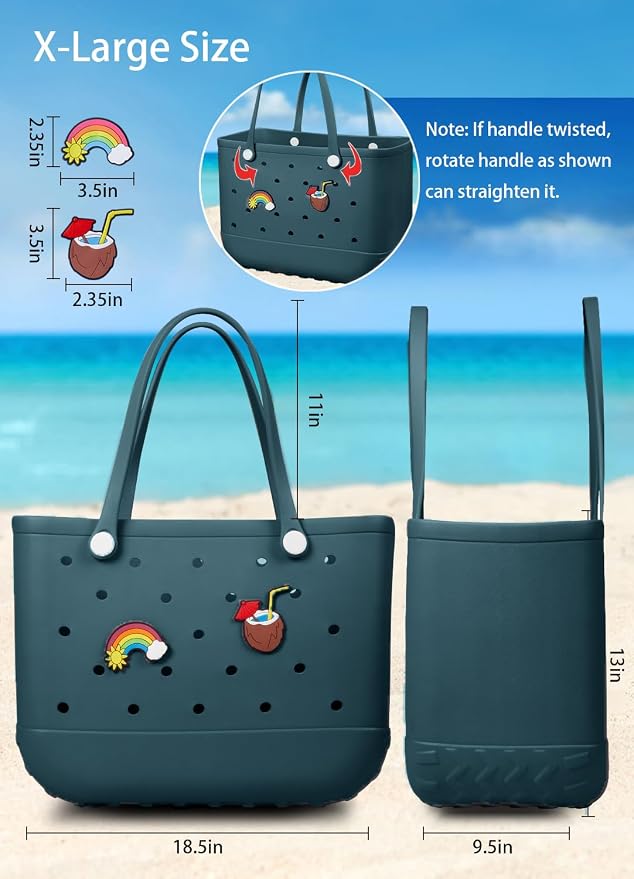 Baonat Beach Bag Rubber Tote Bag - Waterproof Travel Bag for Women Washable Tote Bag Handbag for Sports Beach Market Pool - Image 3