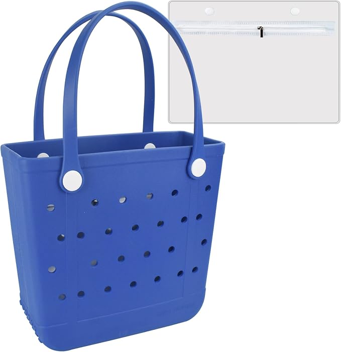 Rubber Beach Bag for Women, Waterproof Travel Tote Bags for Beach | Waterproof Sand-proof Tote Bags with Zipper Pocket, Durable Lightweigh Tote Bag for Outdoor by Unknown