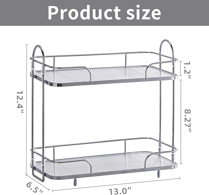 2 Tier Corner Bathroom Counter Organizer, Cosmetic Skincare ，Bathroom Countertop Perfume Tray Vanity, Kitchen Spice Corner Storage Shelf - Image 4