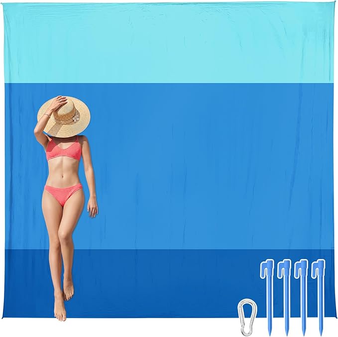 AlphaBeing Beach Blanket Waterproof Sandproof, Extra Large Beach Mat for 1–8 Adults, Oversized Picnic Blanket with 4 Stakes & Storage Bag, Essential Beach Gear for Travel by AlphaBeing