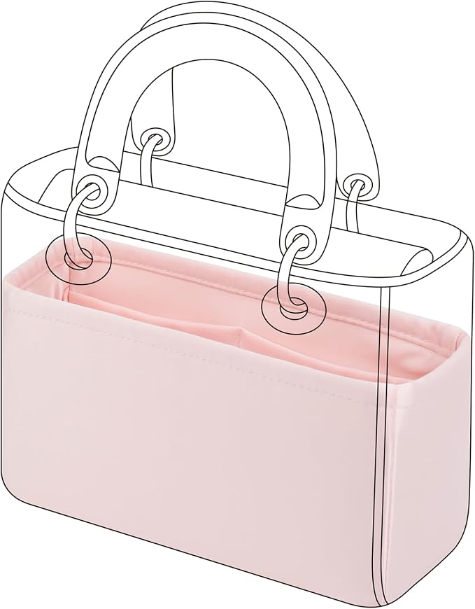 DGAZ Silk Purse Organizer Insert For Lady-Dior Micro/Mini/S/M/L bags，Silky Smooth Bag Organizer，Luxury Handbag & Tote Shaper（Pink，L） | Soft and Lightweight,Perfect Fit,Multi-pocket Storage,Bag Protector,Luxury Bag Care,Handmade,for Smooth Bag Organizer by DGAZ