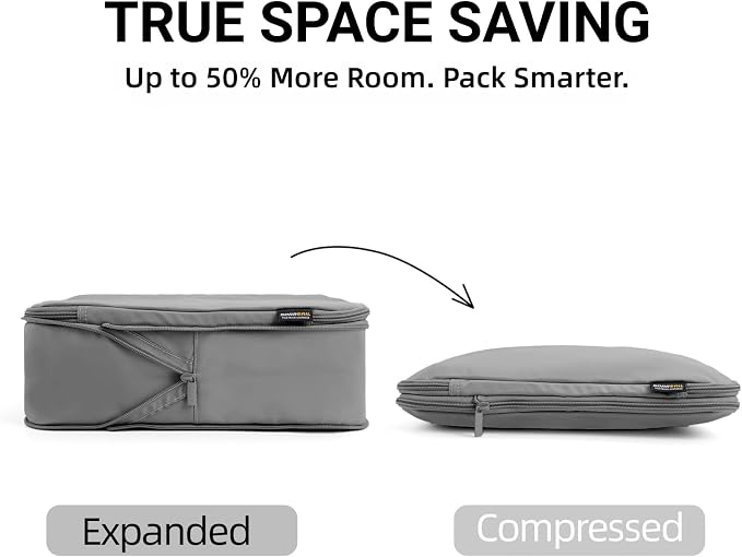 4 Piece Compression Packing Cubes for 3–7 Day Travel, Space Saving Travel Organizers with Breathable Mesh, Double-Zipper Packing Cubes for Carry-On & Suitcases (Silver) - Image 2