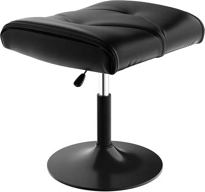 VECELO Foot Rest Under Desk Ottoman, PU Height Adjustable Footrest with Comfort Padding, Leg Rest for Desk for Relieving Leg Pain, Stiffness, and etc, Black by VECELO