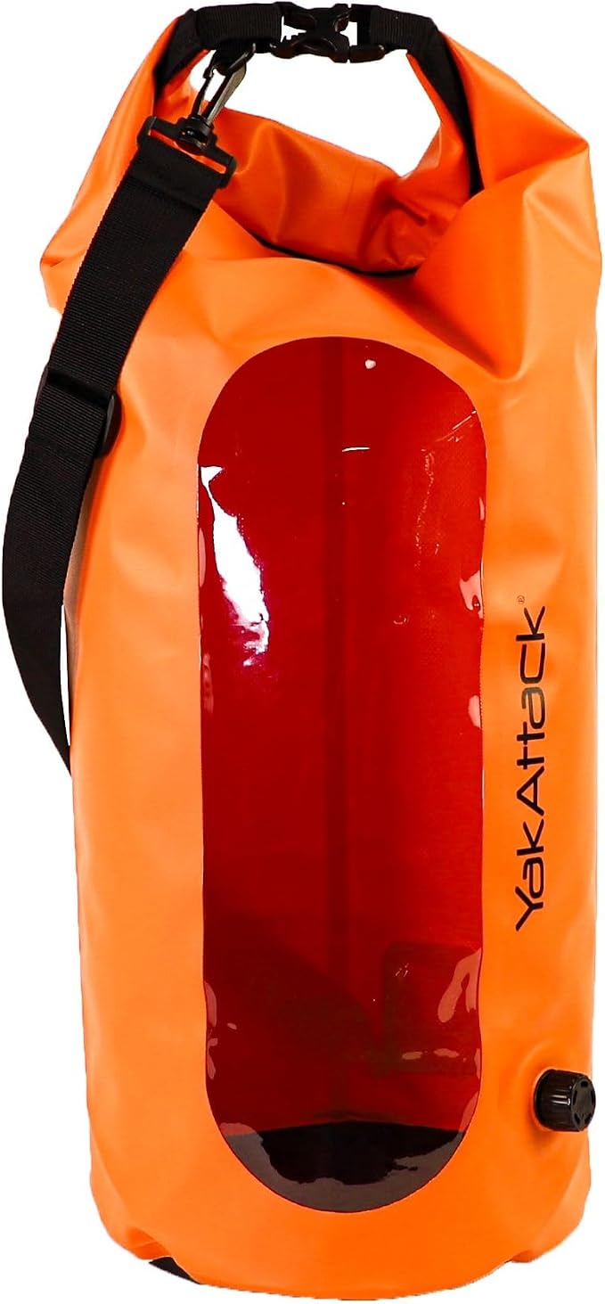 YakAttack 20L Roll-Top Waterproof Dry Bag with Air Valve | Durable & Water Resistant | Compact Storage | Remove Trapped Air | Additional Buoyancy | Dry Bag for Kayaking, Hiking, Boating & Camping by YakAttack