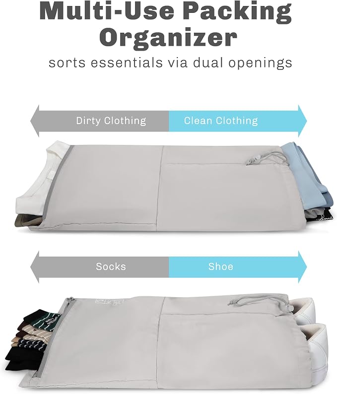 Hynes Eagle 6 Set/ 4 Set/ 2 Set Compression Packing Cubes Travel Essentials Lightweight Nylon Luggage Suitcase Organizer Bag Light Grey 2PCS - Image 4