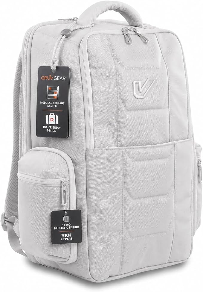 Gruv Gear Travel Laptop Backpack, 20L Silver Tech Backpack with Modular Storage Shelves, Dual Access Pockets & TSA-Friendly Design, Compact Carry-On Backpack for Work, Travel & Everyday Carry - Image 2
