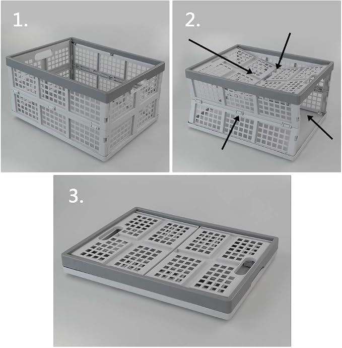 34 L Plastic Crates, Collapsible Storage Crates/Stackable Storage Container Basket, 2-Pack - Image 3