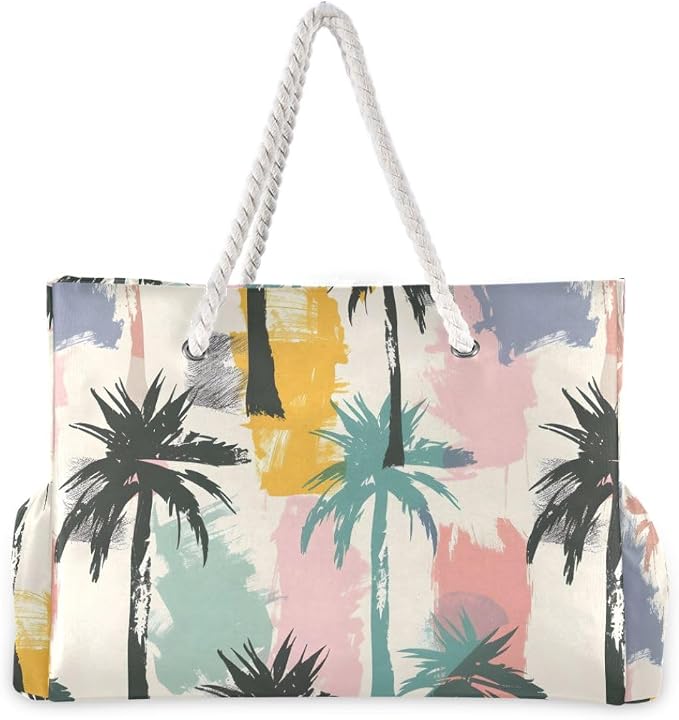 senya Large Beach Bags Totes Swim Canvas Tote Shoulder Bag Water Resistant Bags for Gym Travel Daily - Image 3