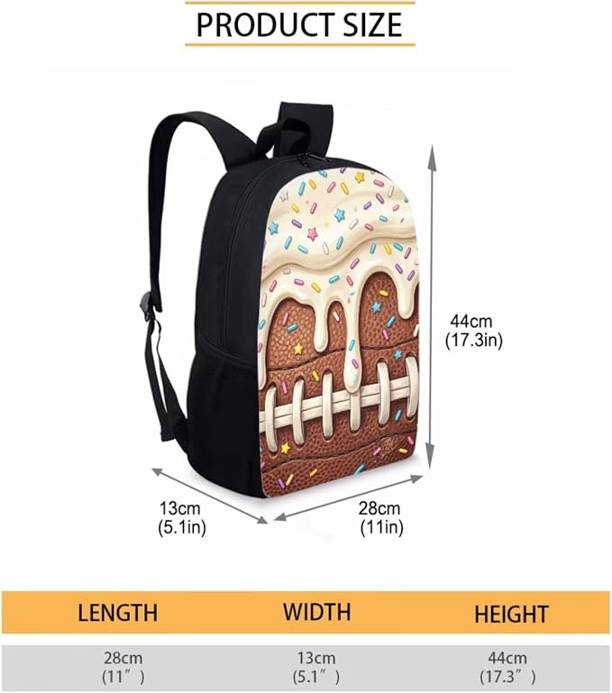 Soccer Drip Ice Cream Print Kids Backpask Set, Durable Lightweight School Bag Set with Lunch Bag and Pencil Case, Knapsack Set Suitable for School, Picnic or Travel, Brown - Image 2