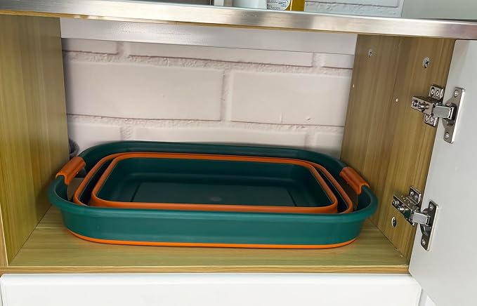 SAMMART Collapsible Plastic Laundry Basket with Handle/Foldable Pop Up Storage Hamper/Portable Laundry Organizer-Space Saving Washing Tub/Household Storage (Teal Green/Autumn leaf, 27L (Set of 2)) - Image 8