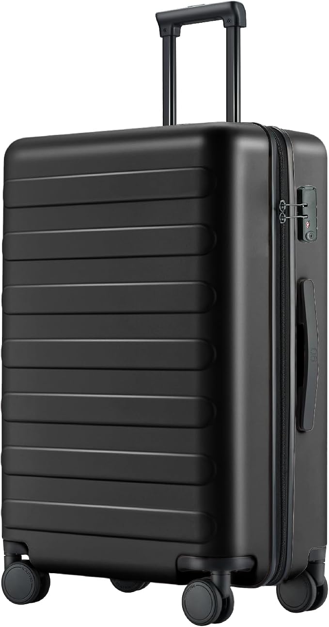 NINETYGO Medium Checked Luggage 24 Inch, Checking In Luggage with Smooth Spinner Wheels, Lightweight, Hard Shell PC Suitcase, Lightweight Travel Luggage, TSA Approved (Black, Rhine Basic) by NINETYGO