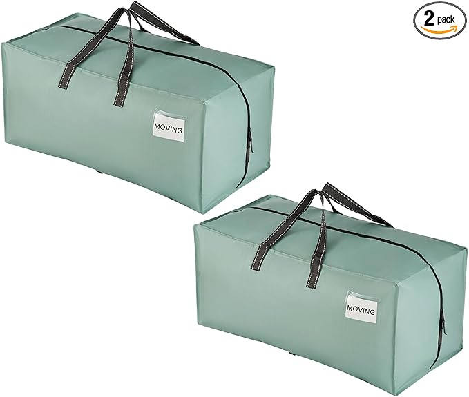 VENO 2 Pack Heavy Duty Moving Bags with Backpack Straps, Zippers & Handles, Extra Large Packing Bags for College Dorm Essentials, Moving Supplies Alternative to Cardboard Moving Boxes by Veno