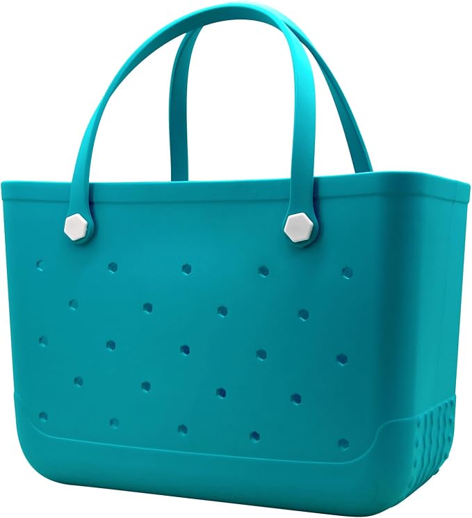 X-Large Waterproof Sandproof Rubber Beach Tote Bag with Zipper Pocket and Phone Kickstand Cup by Unknown