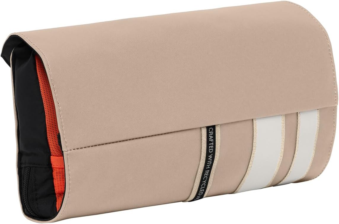 VAUDE Socotra Hanging Toiletry Bag for Men & Women, 2 Zipper Compartments, Integrated Mirror, Toothbrush Holder - Ideal for Travel, Linen - Image 2