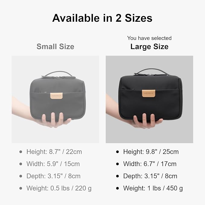 LEVEL8 Travel Toiletry Bag for Women Men, Travel Organizer Water Repellent, Makeup Organizer with Hang Hook for Travel Accessories, Large/Black - Image 4